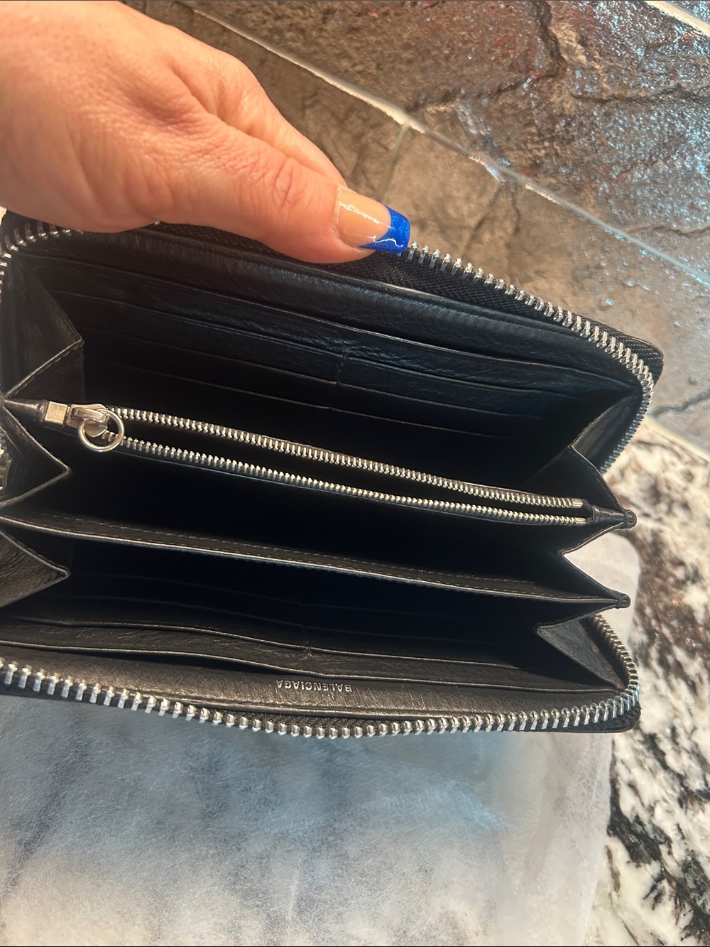 Balenciaga Black Leather Zip-Around Wallet with Envelope Flap - Picture 9 of 15